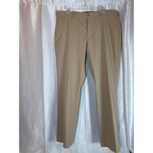 PGA Tour Mens Khaki Stretch Golf Chino polyester Flat Front Pants Size 36x30